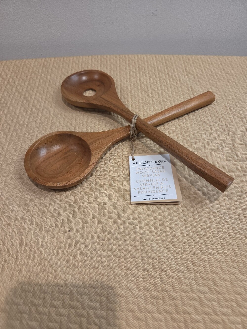 New William Sonoma Providence Wooden Rustic Salad Servers